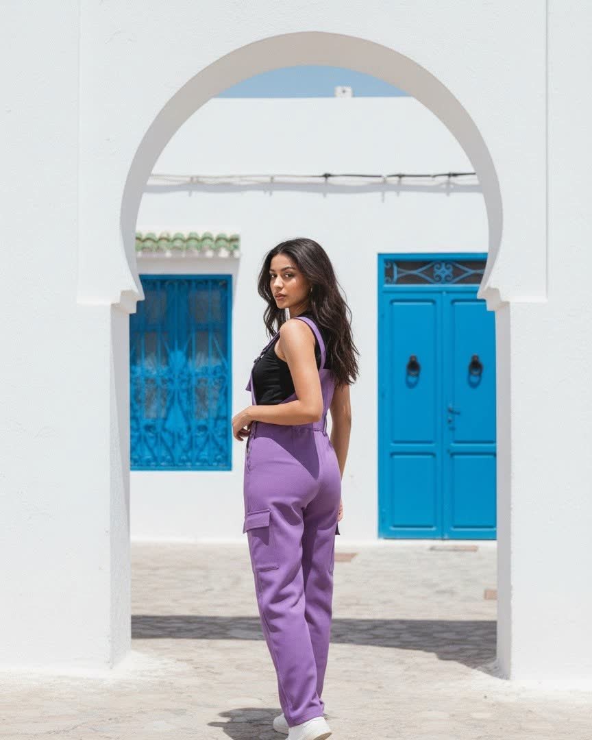 Salopette Cargo, Violet (3/8)